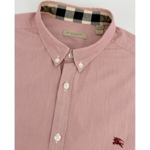 Burberry Brit Shirt Men M Button Down Red Stripe Long Sleeve Luxury Cotton